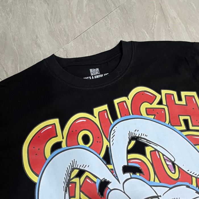 West Coast Casual Fashion Front Laid Back Cartoon Rabbit Hip Hop Jewelry Syrup Pouring Graffiti Bubble Letter Print 2 colors T-Shirt 29344059