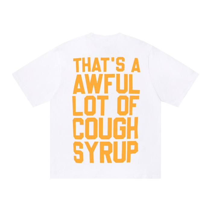 Y2K Neutral Fashion Front Minimal Pill Capsule Built Letter Print Back Thick Orange Font Stacked Phrase Graphic Oversized T-Shirt 29343929