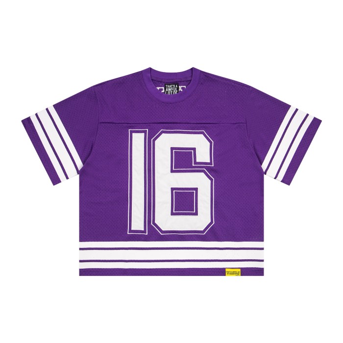 Vintage Football Hip Hop Streetwear Large Number 16 Border Print Mesh Jersey Cropped T-Shirt 4 colors 29344085