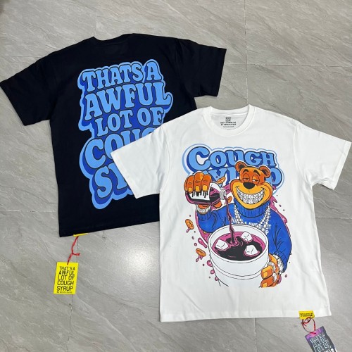 Cartoon Hip Hop Streetwear Front Honey Bear Diamond Grill Teeth Chain Watch Pouring Purple Syrup Ice Cup Drip Print T-Shirt 2 colors 29344042