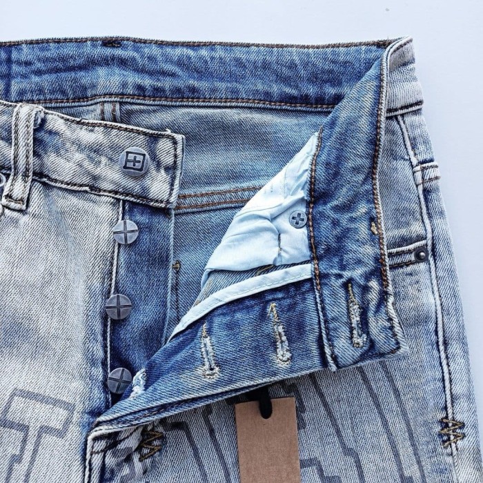 Earth Outline 1999 Print Washed Jeans 29344229