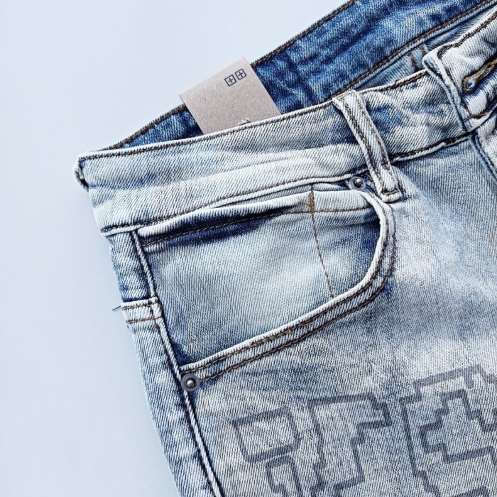 Earth Outline 1999 Print Washed Jeans 29344229