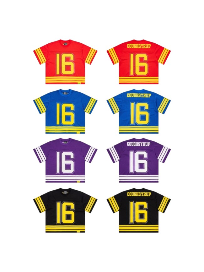 Vintage Football Hip Hop Streetwear Large Number 16 Border Print Mesh Jersey Cropped T-Shirt 4 colors 29344085