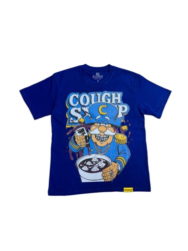 West Coast Casual Fashion Bright Royal Blue Captain Mascot Pour Syrup Graffiti Bubble Font Print T-Shirt 29344090