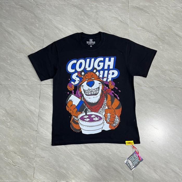 West Coast Casual Fashion Front Chill Cartoon Tiger Hip Hop Accessories Syrup Pouring Graffiti Bubble Letter Print T-Shirt 2 colors 29344065