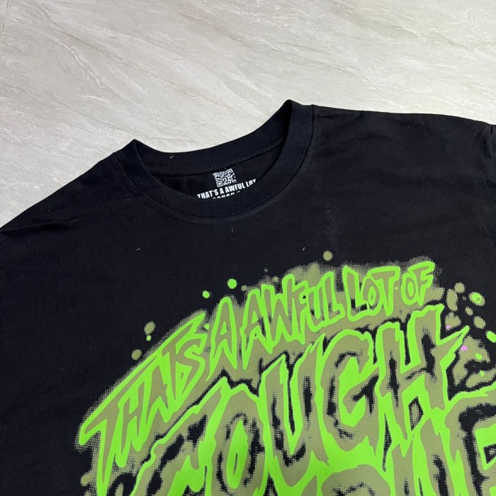 Dark Grunge Streetwear Front Splatter Paint Toxic Green Jagged Graffiti Letter Overturned Cup Purple Liquid Print Oversized T-Shirt 29343950