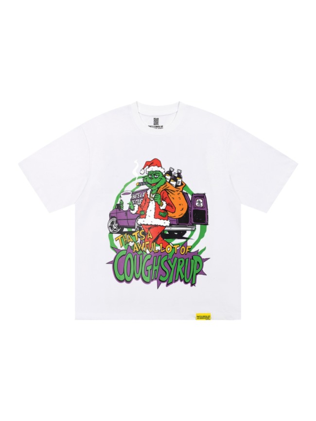 Cartoon Hip Hop Streetwear Front Christmas Santa Grinch Pickup Truck Cup Bottle Comic Graphic Print Oversized T-Shirt 29343911