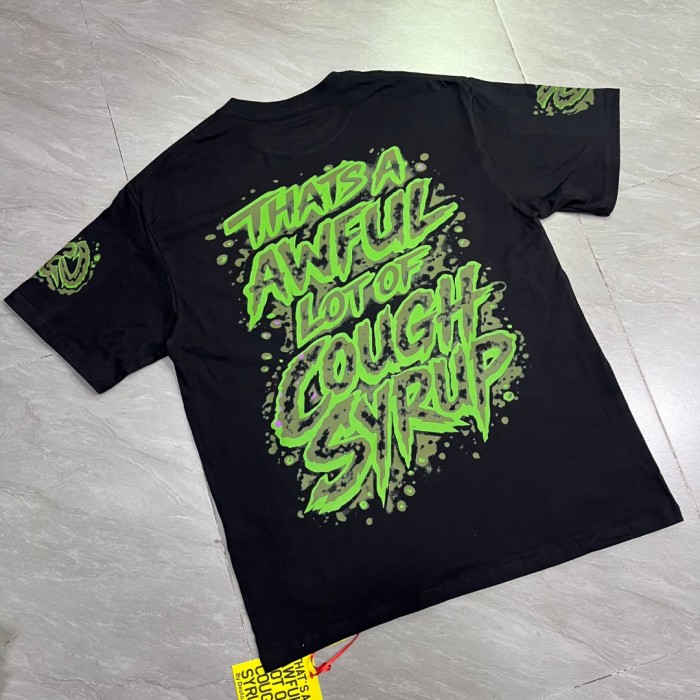 Dark Grunge Streetwear Front Splatter Paint Toxic Green Jagged Graffiti Letter Overturned Cup Purple Liquid Print Oversized T-Shirt 29343950
