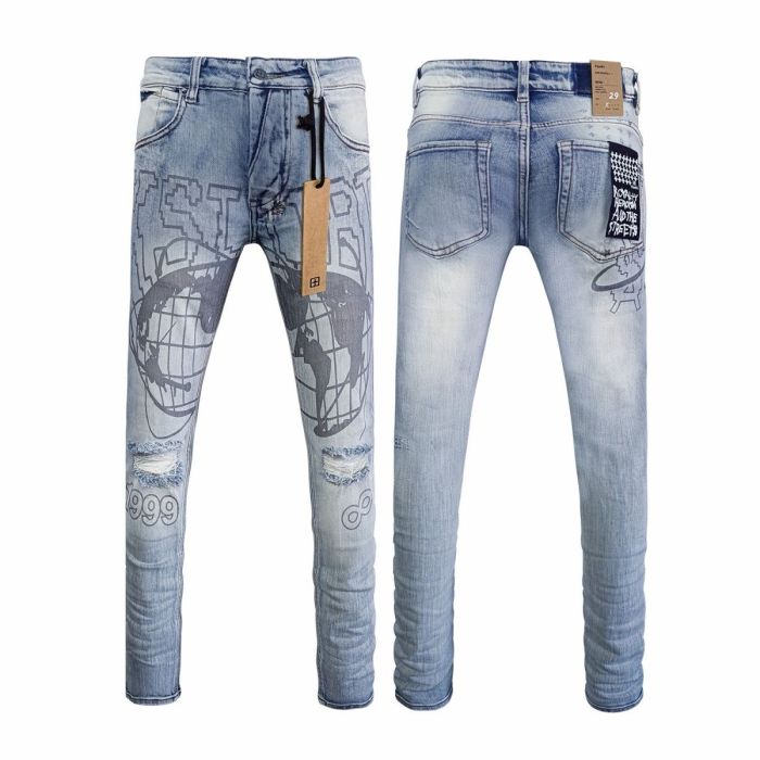 Earth Outline 1999 Print Washed Jeans 29344229