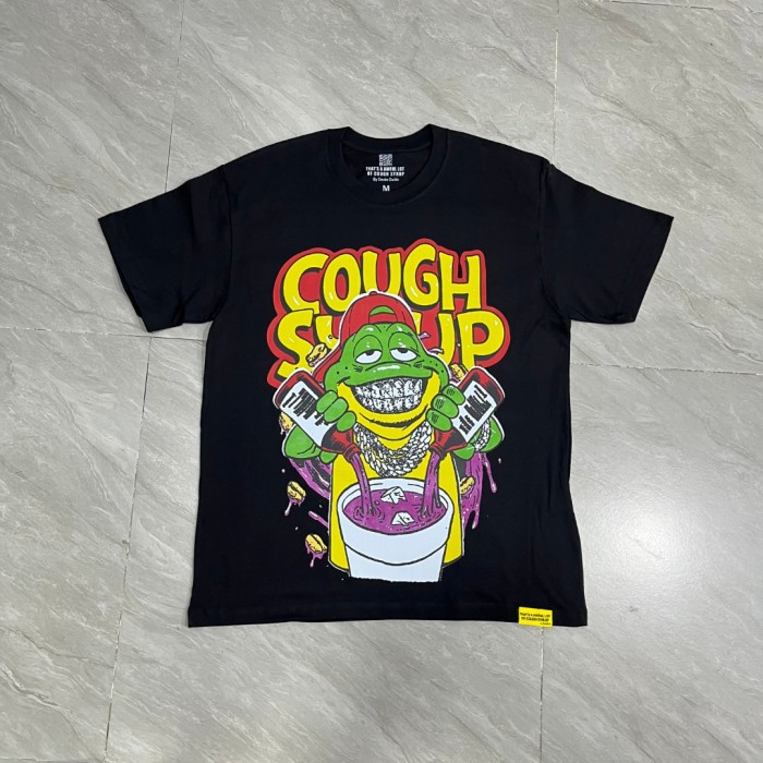 Retro Old School Streetwear Front Chill Frog Mascot Chain Necklace Syrup Drip Cartoon Illustration Print T-Shirt 3 colors 29344031