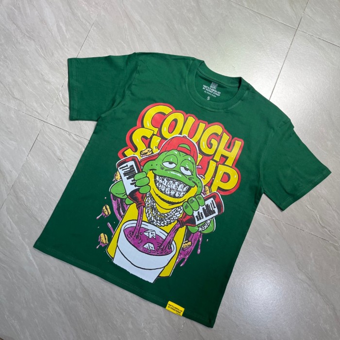 Retro Old School Streetwear Front Chill Frog Mascot Chain Necklace Syrup Drip Cartoon Illustration Print T-Shirt 3 colors 29344031