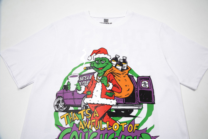 Cartoon Hip Hop Streetwear Front Christmas Santa Grinch Pickup Truck Cup Bottle Comic Graphic Print Oversized T-Shirt 29343911
