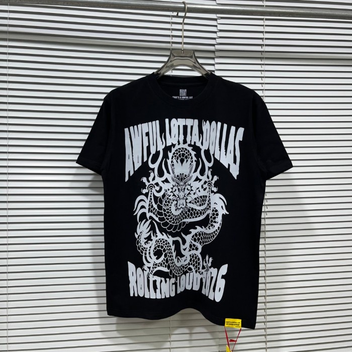 Retro Festival Streetwear Black Base Oriental Dragon Line Drawing Gothic Typography Music Tour Print T-Shirt 29344175