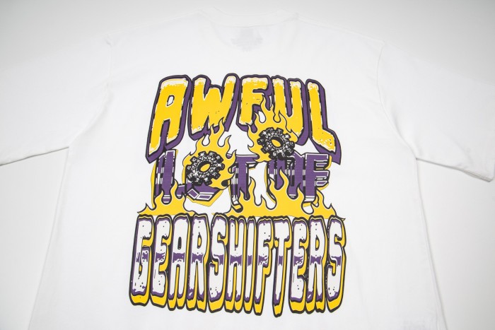 Grunge Streetwear Mechanic Hand Cup Gear Flame Gothic Letter Print Back Stacked 3D Outline Gearshifters Slogan Graphic Oversized T-Shirt 2 colors 29343893