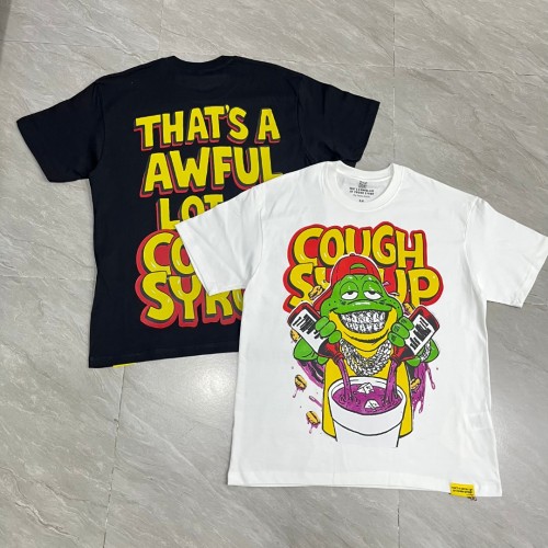 Retro Old School Streetwear Front Chill Frog Mascot Chain Necklace Syrup Drip Cartoon Illustration Print T-Shirt 3 colors 29344031