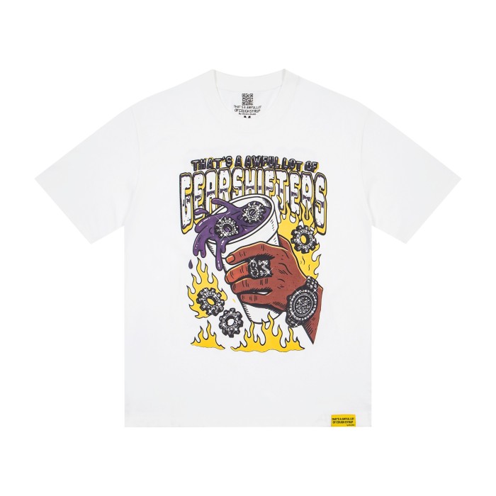 Grunge Streetwear Mechanic Hand Cup Gear Flame Gothic Letter Print Back Stacked 3D Outline Gearshifters Slogan Graphic Oversized T-Shirt 2 colors 29343893