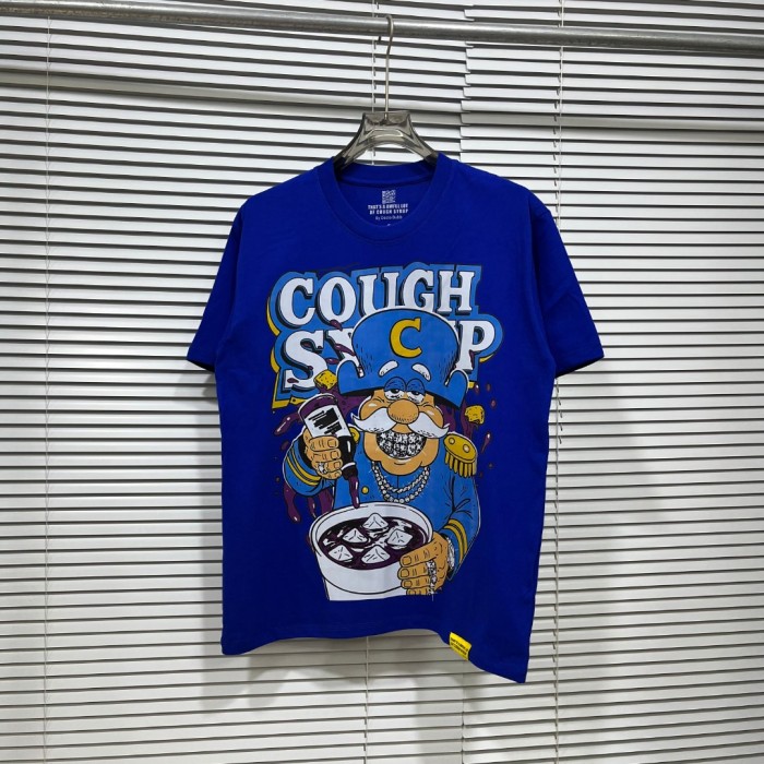 West Coast Casual Fashion Bright Royal Blue Captain Mascot Pour Syrup Graffiti Bubble Font Print T-Shirt 29344090