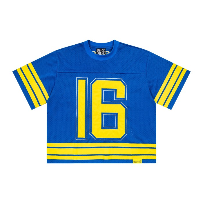 Vintage Football Hip Hop Streetwear Large Number 16 Border Print Mesh Jersey Cropped T-Shirt 4 colors 29344085