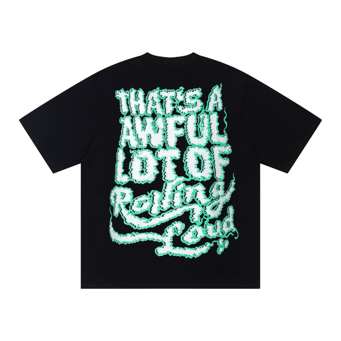 West Coast Hip Hop Streetwear Front Rolling Loud City Map Landmark Character Multicolor Cartoon Illustration Print Back Green Outline Flame Wavy Oversized T-Shirt 29343931