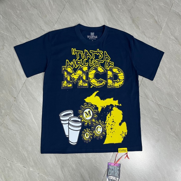 Retro State Pride Streetwear Distressed Crack Font Mechanical Gear Michigan Outline Map Dual Side Print T-Shirt 3 colors 29344200