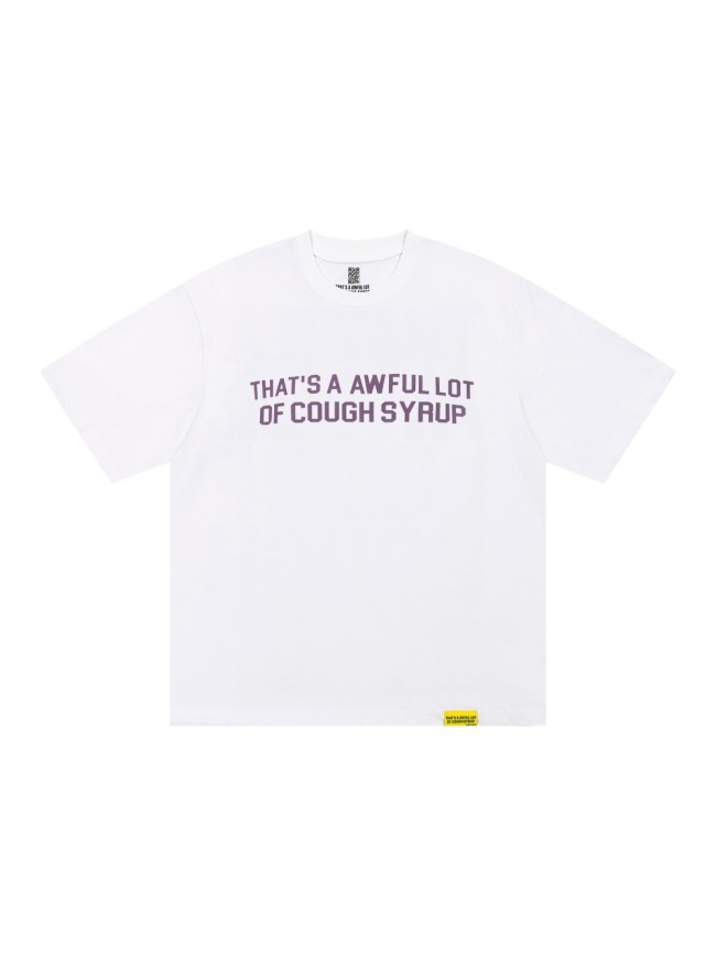 Minimal Hip Hop Streetwear Front Purple Block Letter Back Dripping Purple Syrup Bottle Cup Cartoon Graphic Oversized T-Shirt 29343927