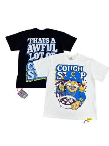 Cartoon Hip Hop Streetwear Front Captain Character Pouring Purple Syrup Bowl Bottle Chain 3D Outline Letter Graphic Oversized T-Shirt 2 colors 29344019