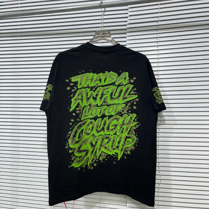Dark Grunge Streetwear Front Splatter Paint Toxic Green Jagged Graffiti Letter Overturned Cup Purple Liquid Print Oversized T-Shirt 29343950