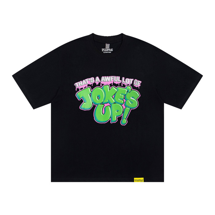 Cartoon Retro Streetwear Front Green Pink Outline Melting Bubble Joke’s Up Slogan Print Back Large Top Hat R Filled Repeat Logo Graphic Oversized T-Shirt 29343926