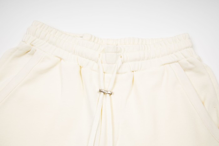 On Tone Serif Embroidery Logo Print Back Patch Pocket Leather Label Loose Drawstring Terry Cotton Casual Sweat Shorts 3 colors 29343871