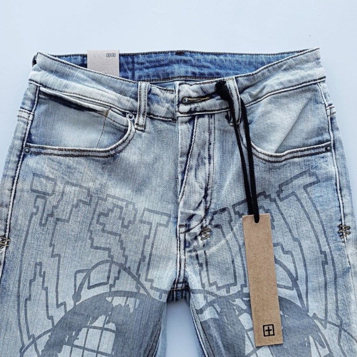 Earth Outline 1999 Print Washed Jeans 29344229