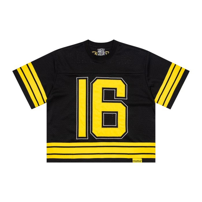 Vintage Football Hip Hop Streetwear Large Number 16 Border Print Mesh Jersey Cropped T-Shirt 4 colors 29344085