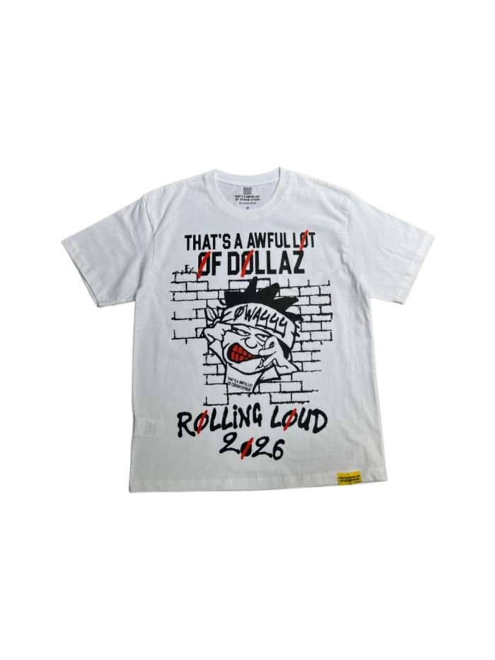 0s Grunge Hip Hop Streetwear Solid White Brick Wall Background Cartoon Face Graffiti Red Strike Through Text T-Shirt 29344169