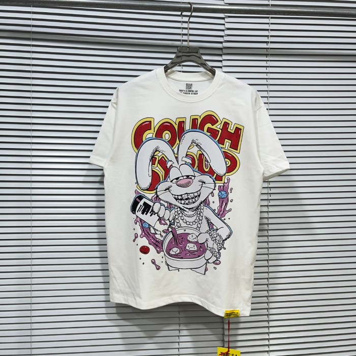 West Coast Casual Fashion Front Laid Back Cartoon Rabbit Hip Hop Jewelry Syrup Pouring Graffiti Bubble Letter Print 2 colors T-Shirt 29344059