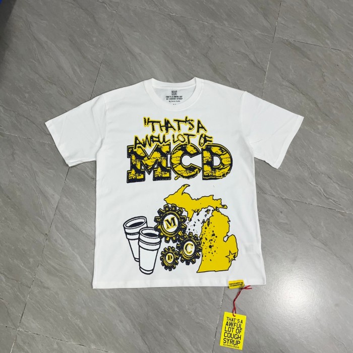 Retro State Pride Streetwear Distressed Crack Font Mechanical Gear Michigan Outline Map Dual Side Print T-Shirt 3 colors 29344200
