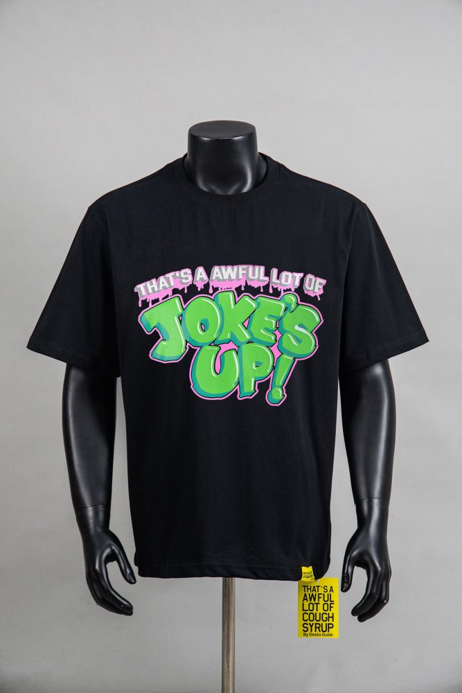 Cartoon Retro Streetwear Front Green Pink Outline Melting Bubble Joke’s Up Slogan Print Back Large Top Hat R Filled Repeat Logo Graphic Oversized T-Shirt 29343926