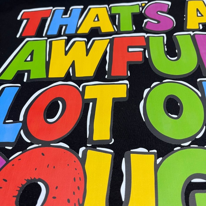 Cartoon Hip Hop Streetwear Front Multicolor Toucan Bird Grill Teeth Jewelry Pouring Purple Syrup Cup Drip Rainbow Letter Print T-Shirt 2 colors 29344027
