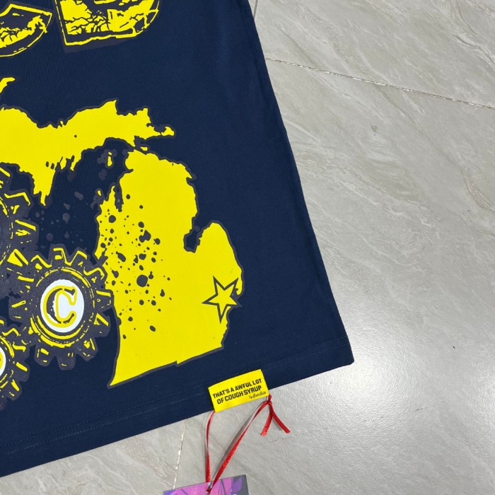 Retro State Pride Streetwear Distressed Crack Font Mechanical Gear Michigan Outline Map Dual Side Print T-Shirt 3 colors 29344200