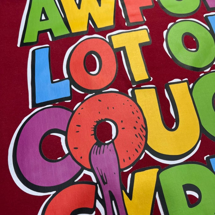 West Coast Casual Fashion Vivid Color Toucan Character Hip Hop Jewelry Syrup Pouring Bubble Font Print T-Shirt 29344093