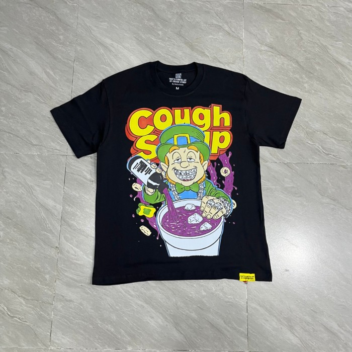 Retro Holiday Streetwear Front Green Leprechaun Diamond Grill Teeth Syrup Bottle Cup Drip Cartoon Art Print Oversized T-Shirt 2 colors 29344022