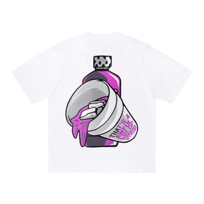 Minimal Hip Hop Streetwear Front Purple Block Letter Back Dripping Purple Syrup Bottle Cup Cartoon Graphic Oversized T-Shirt 29343927