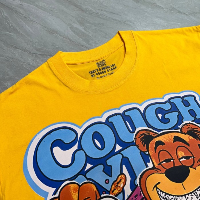 Y2K Relax Street Bright Yellow Background Cartoon Honey Bear Purple Syrup Dripping Liquid Art Print T-Shirt 29344143