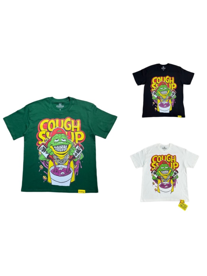 Retro Old School Streetwear Front Chill Frog Mascot Chain Necklace Syrup Drip Cartoon Illustration Print T-Shirt 3 colors 29344031