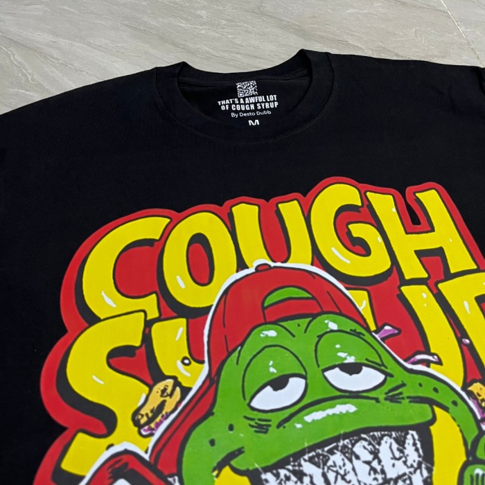 Retro Old School Streetwear Front Chill Frog Mascot Chain Necklace Syrup Drip Cartoon Illustration Print T-Shirt 3 colors 29344031