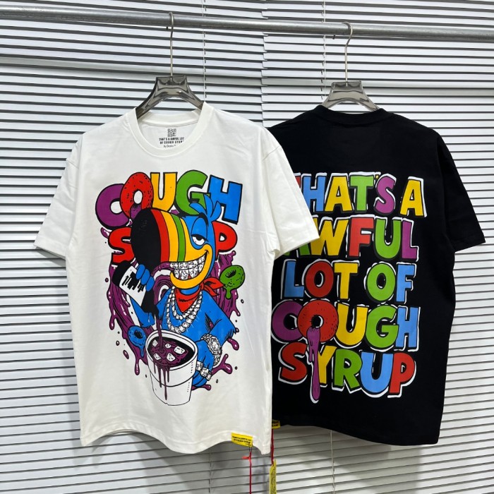 Cartoon Hip Hop Streetwear Front Multicolor Toucan Bird Grill Teeth Jewelry Pouring Purple Syrup Cup Drip Rainbow Letter Print T-Shirt 2 colors 29344027