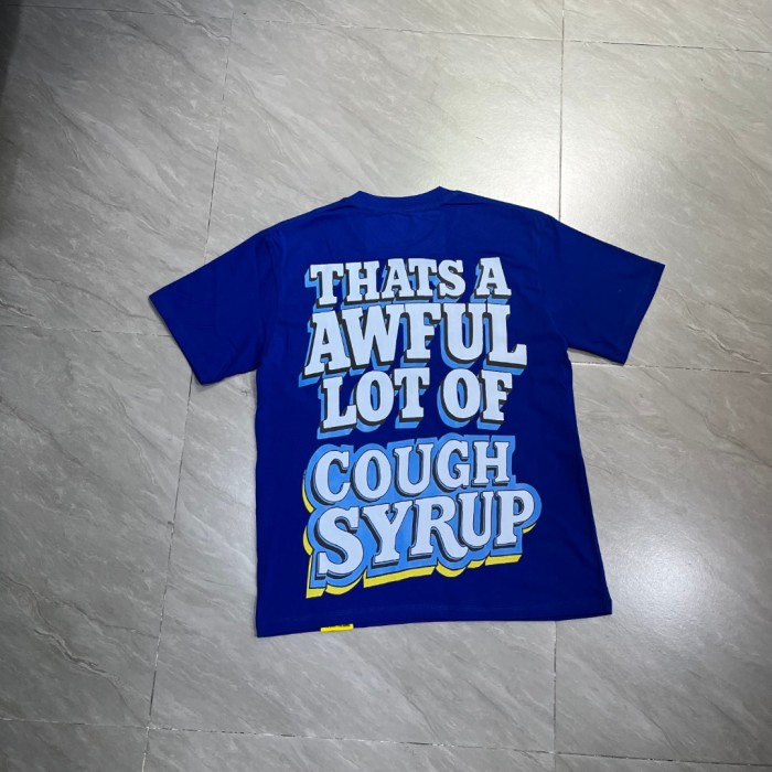 West Coast Casual Fashion Bright Royal Blue Captain Mascot Pour Syrup Graffiti Bubble Font Print T-Shirt 29344090