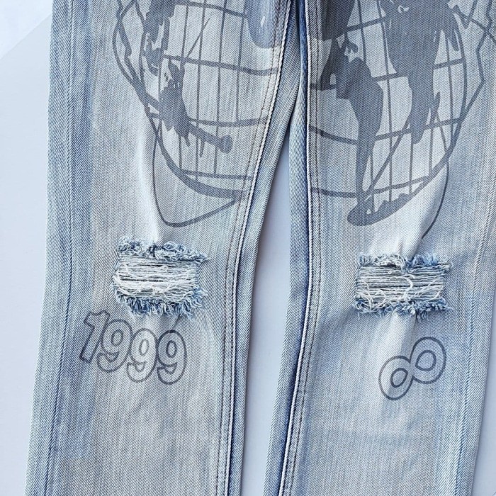 Earth Outline 1999 Print Washed Jeans 29344229