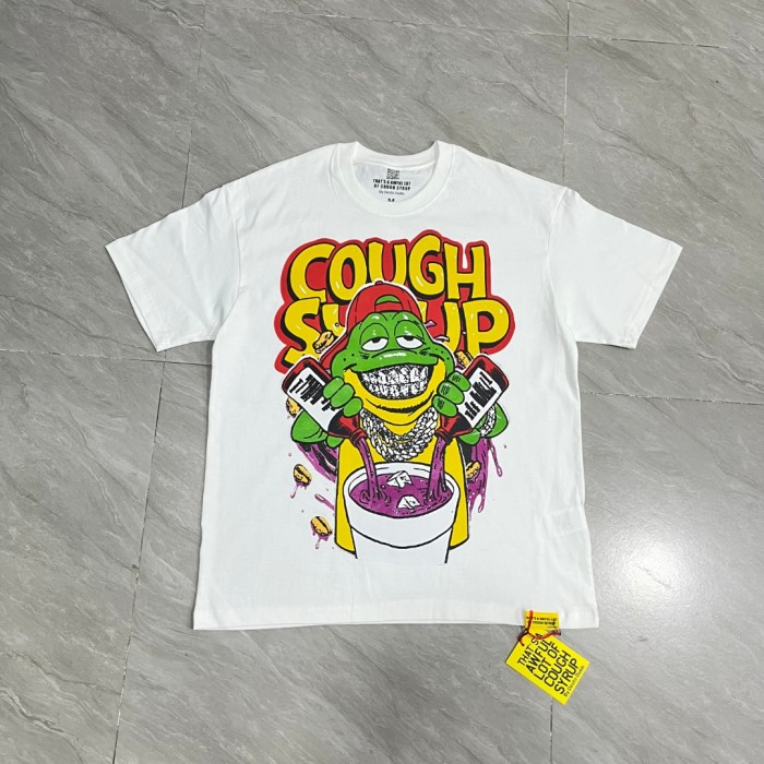 Retro Old School Streetwear Front Chill Frog Mascot Chain Necklace Syrup Drip Cartoon Illustration Print T-Shirt 3 colors 29344031
