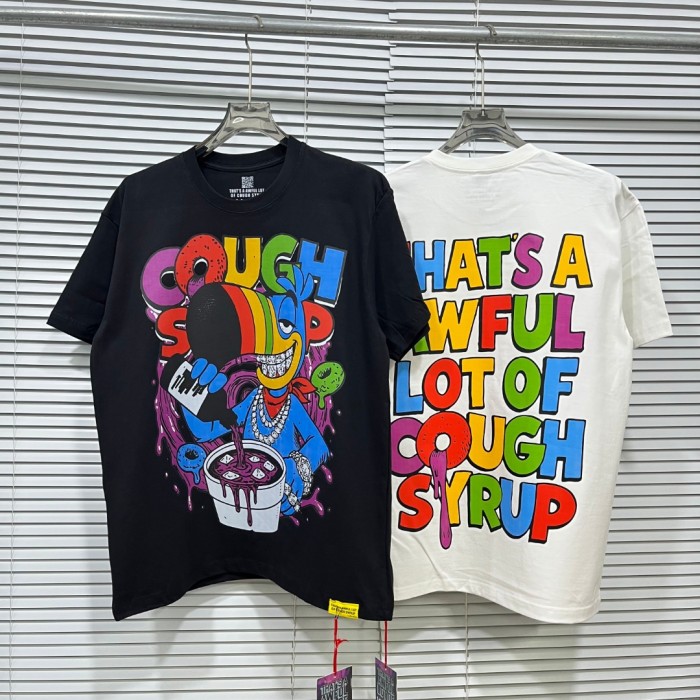 Cartoon Hip Hop Streetwear Front Multicolor Toucan Bird Grill Teeth Jewelry Pouring Purple Syrup Cup Drip Rainbow Letter Print T-Shirt 2 colors 29344027