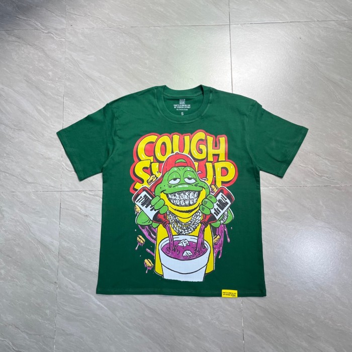 Retro Old School Streetwear Front Chill Frog Mascot Chain Necklace Syrup Drip Cartoon Illustration Print T-Shirt 3 colors 29344031