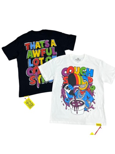 Cartoon Hip Hop Streetwear Front Multicolor Toucan Bird Grill Teeth Jewelry Pouring Purple Syrup Cup Drip Rainbow Letter Print T-Shirt 2 colors 29344027